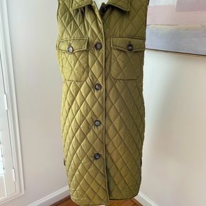 MARC NEW YORK (Andrew Marc) long sleeveless olive quilted vest NWOT never worn